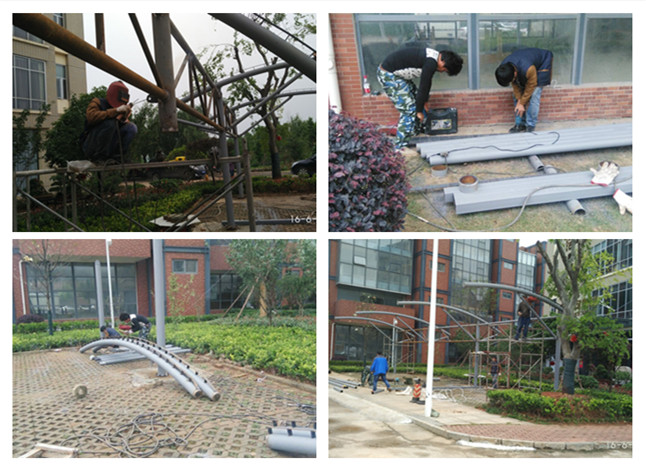 卓尔T型圆管膜结构车棚钢结构现场施工图