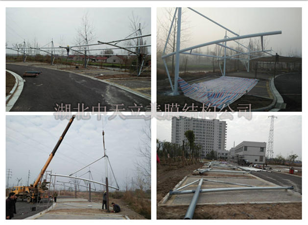荆州江陵膜结构车棚钢结构现场施工图.jpg