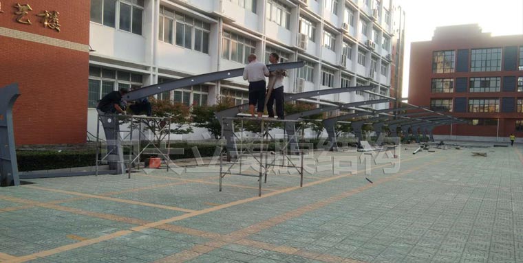 中天立美车棚-钢结构施工