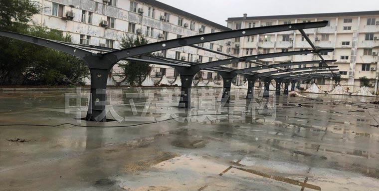 中天立美车棚钢结构施工