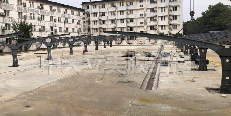 中天立美车棚钢结构施工